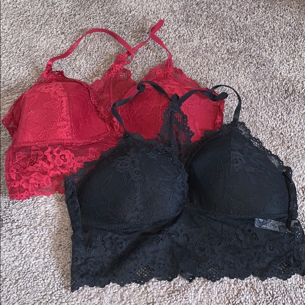 Red and Black Bralettes